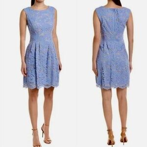 Vince‎ Camuto Light Blue Floral Lace Sleeveless Fit & Flare Dress Cocktail Party